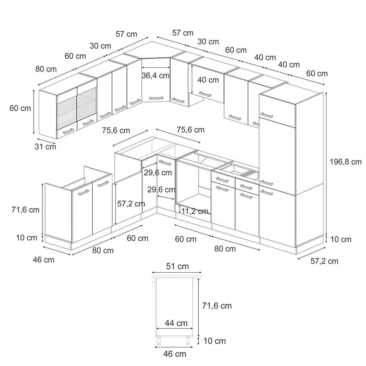 Honigeiche/Grau, Holzwerkstoff (287/81.6/60cm) - Vicco