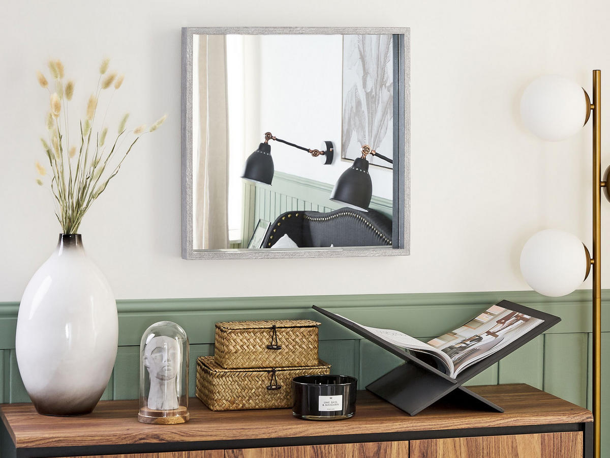 WANDSPIEGEL grau quadratisch 50/50 cm Brignoles - Grau, Kunststoff (50/50/4cm) - Beliani