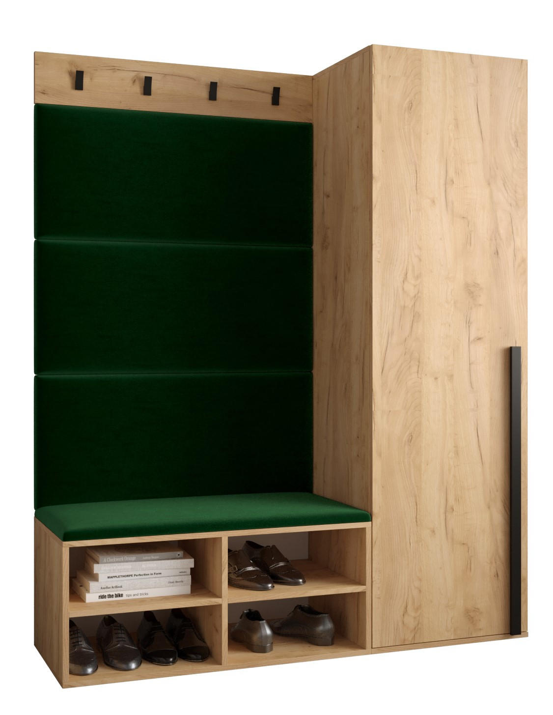 GARDEROBEN-SET 134/184/42 - Waldgrün/Eichefarben, Holz/Kunststoff (134/184/42cm) - MÖBEL KRYSPOL