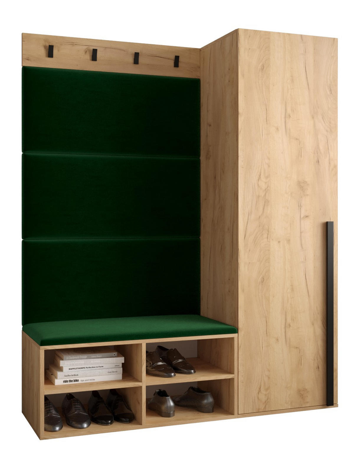 GARDEROBEN-SET 134/184/42 - Waldgrün/Eichefarben, Holz/Kunststoff (134/184/42cm) - MÖBEL KRYSPOL