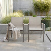 GARTENSTUHL - 2er-Set - Stahl / Olefin - Taupe, Textil/Metall (57/91/64cm) - home24