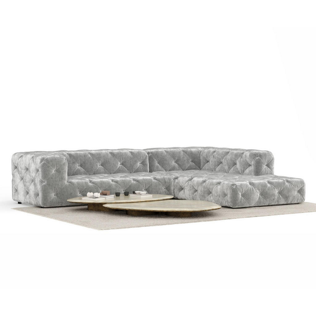 Thumbnail - Maison de Reve Ecksofa, Hellgrau, Textil, 5-Sitzer, Füllung: Schaumstoff, L-Form,L-Form, Rundrohr, 325x228 cm, Oeko-Tex®...