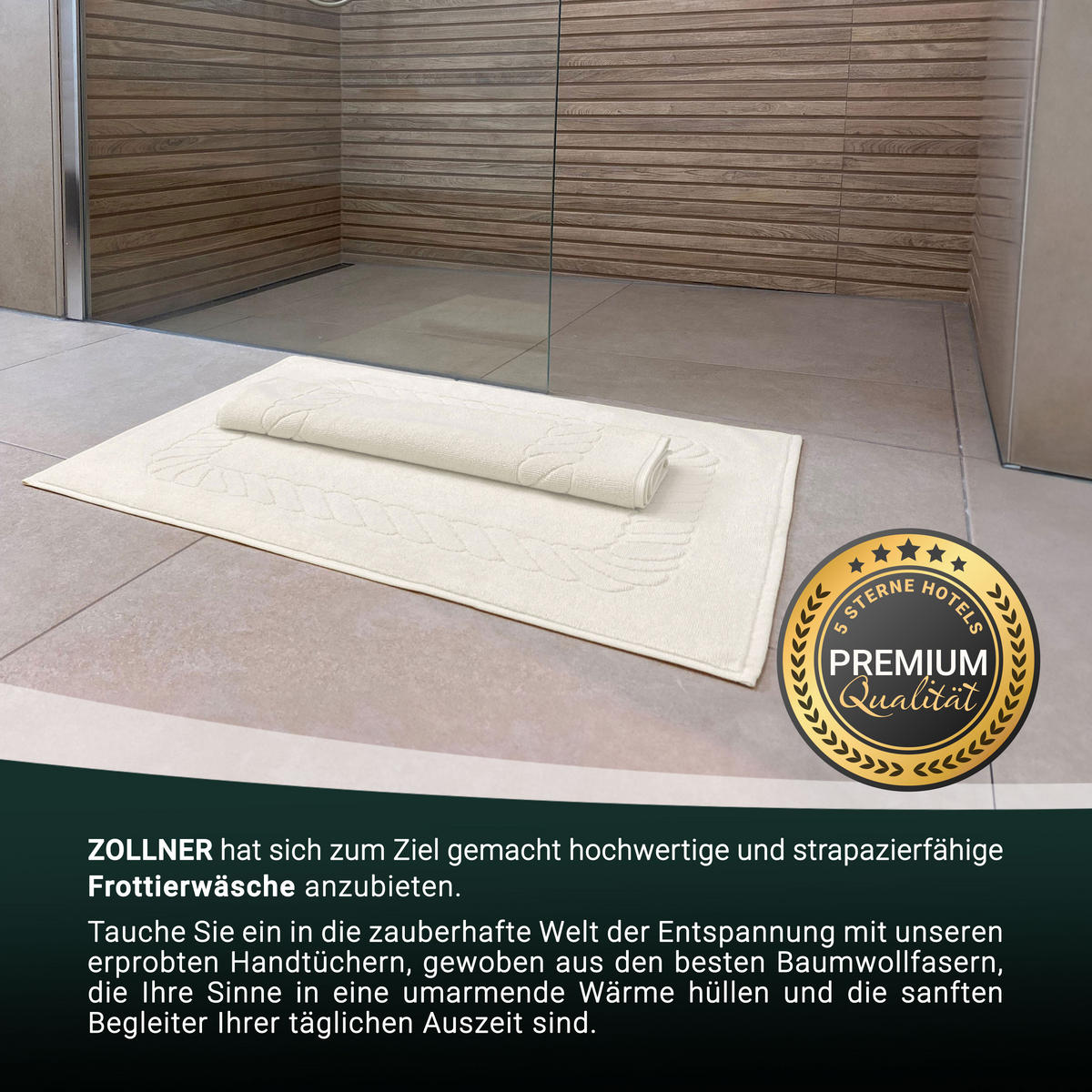 BADEMATTE, 2er-Set, 50x70 cm, 100% Baumwolle, Braun - Creme, Textil (50/70cm) - Zollner
