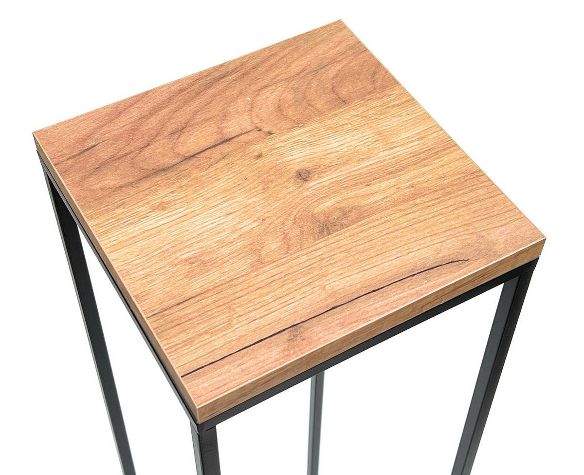 BLUMENHOCKER Eckig Metall Holz Schwarz 100 cm 96353 - Schwarz, Metall (24/100/24cm) - DanDiBo
