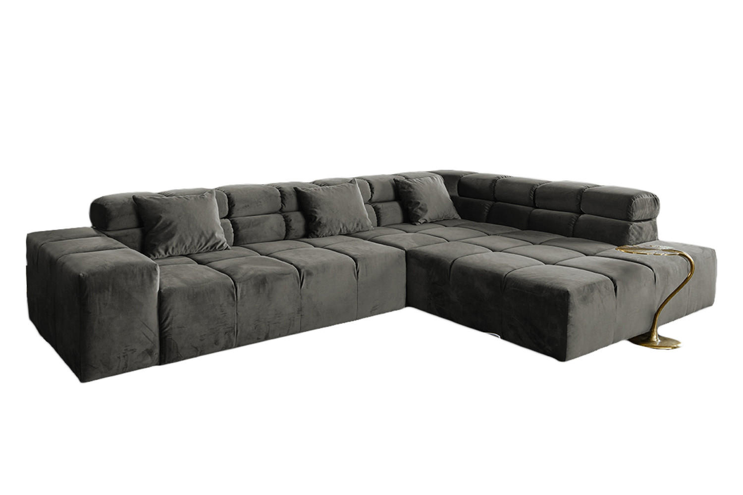 ECKSOFA MIT MOTORISCHEM SITZVORZUG NEVADA Grau Velvet - Schwarz/Grau, Textil (319/215cm) - KAWOLA