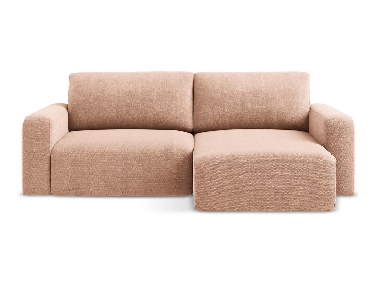 ECKSOFA mit Schlaffunktion rechts Chenille Stoff Pink - Pink/Koralle, Kunststoff/Textil (244/149cm) - Makamii