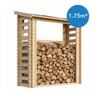 KAMINHOLZREGAL aus Holz 0,97 m², Brennholzunterstand mit Pultdach, ca. 1,75 m³ Brennholzkapazität, 184 x 86 x 200 cm (B x T x H) - Naturfarben, Holz (184/200/86cm) - Timbela