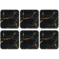 GLASUNTERSETZER 6er-Set Gold - Marmor - Glitzer - Luxus Getränkeuntersetzer 10x10 cm - Goldfarben, Naturmaterialien (10/0.2cm) - MuchoWow