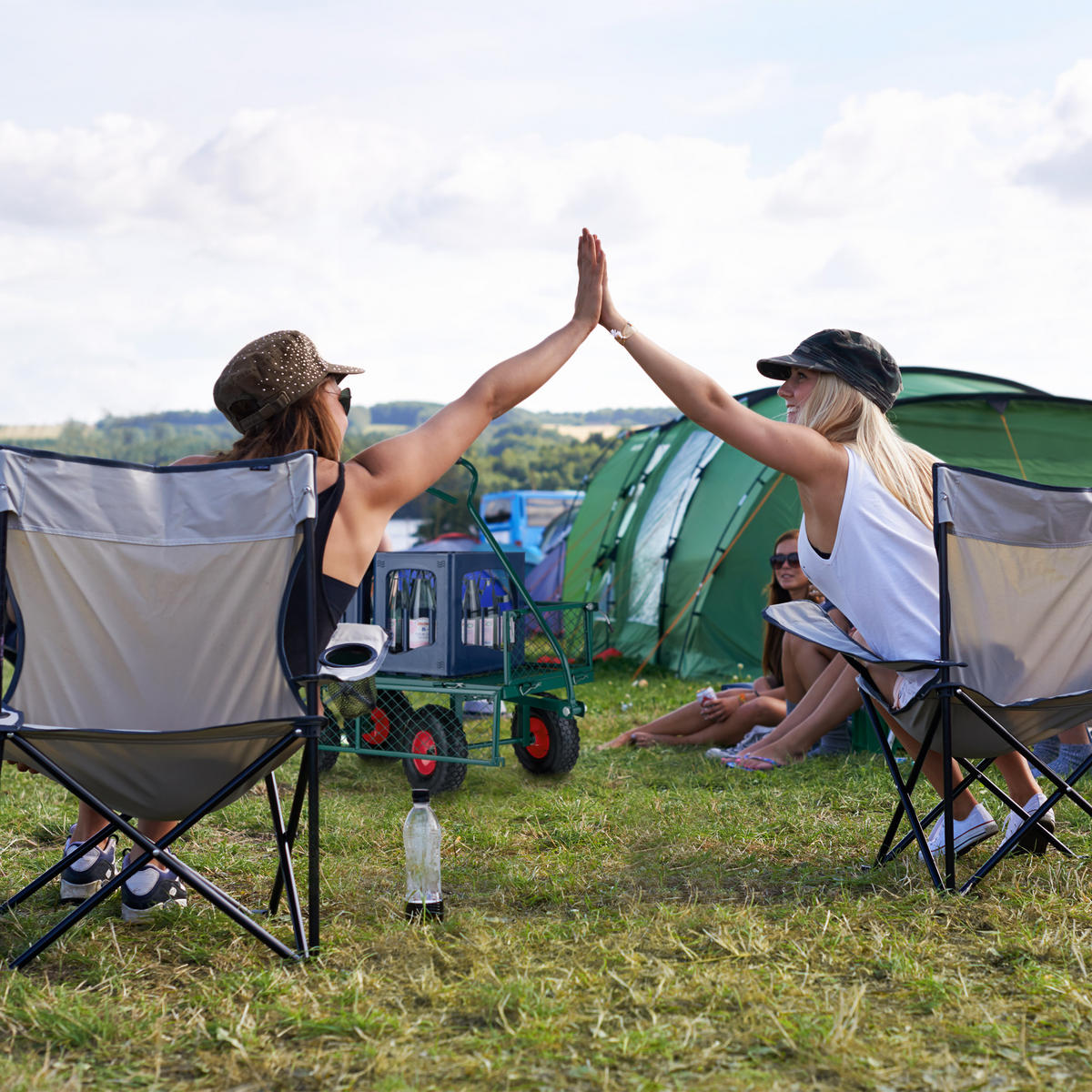 HANDWAGEN - Dunkelgrün, Kunststoff/Metall (50/50/110cm) - Relaxdays