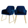 STUHL Samt blau 2er Set - Blau, Metall (60/82/57cm) - ML-DESIGN