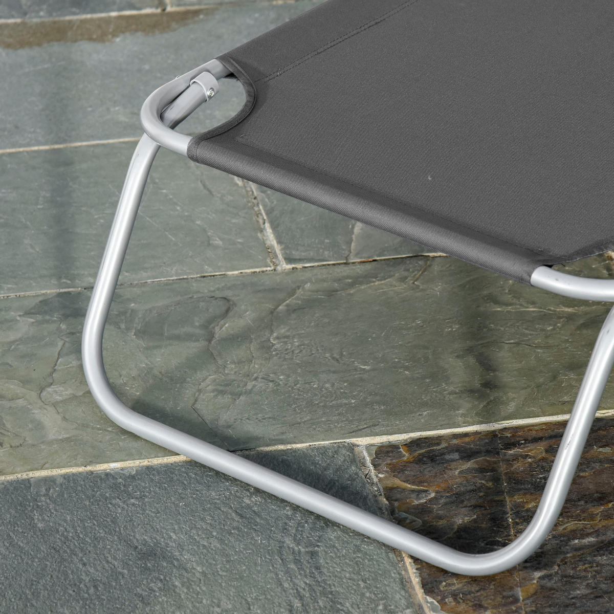 SONNENLIEGE DE-15590 klappbar, verstellbare Rückenlehne Grau - Grau, Metall (55/24/187cm) - ComfortXL