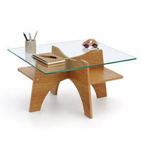 COUCHTISCH in Naturfarbe Moderner quadratischer Beistelltisch mit Holzoptik für Esszimmer und Wohnzimmer, B80/T80/H40 cm - Transparent/Naturfarben, Glas/Holzwerkstoff (80/80/40cm) - STILVORA