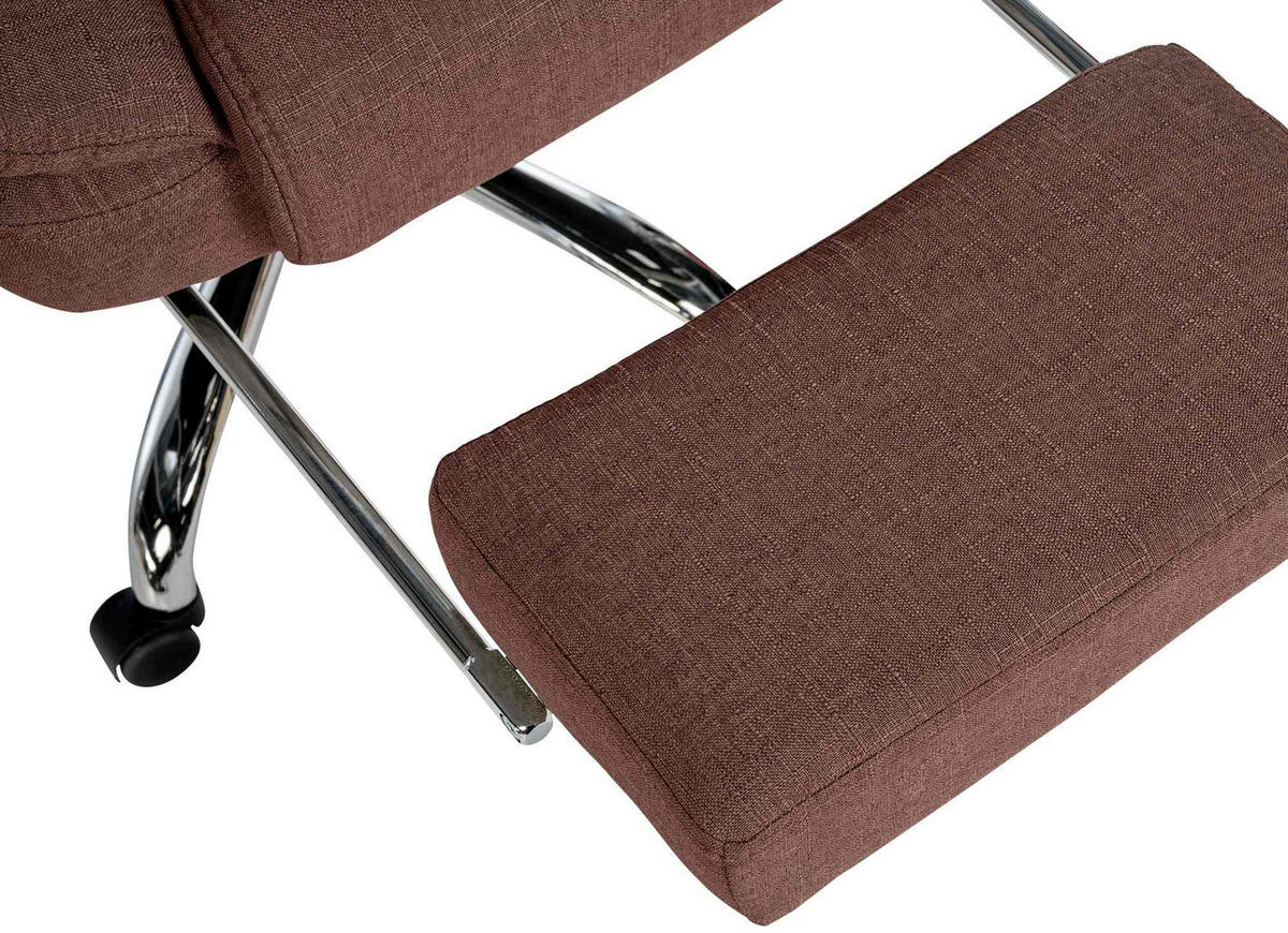CHEFSESSEL Stoff braun - Chromfarben/Braun, Textil/Metall (67/115/68cm) - CLP