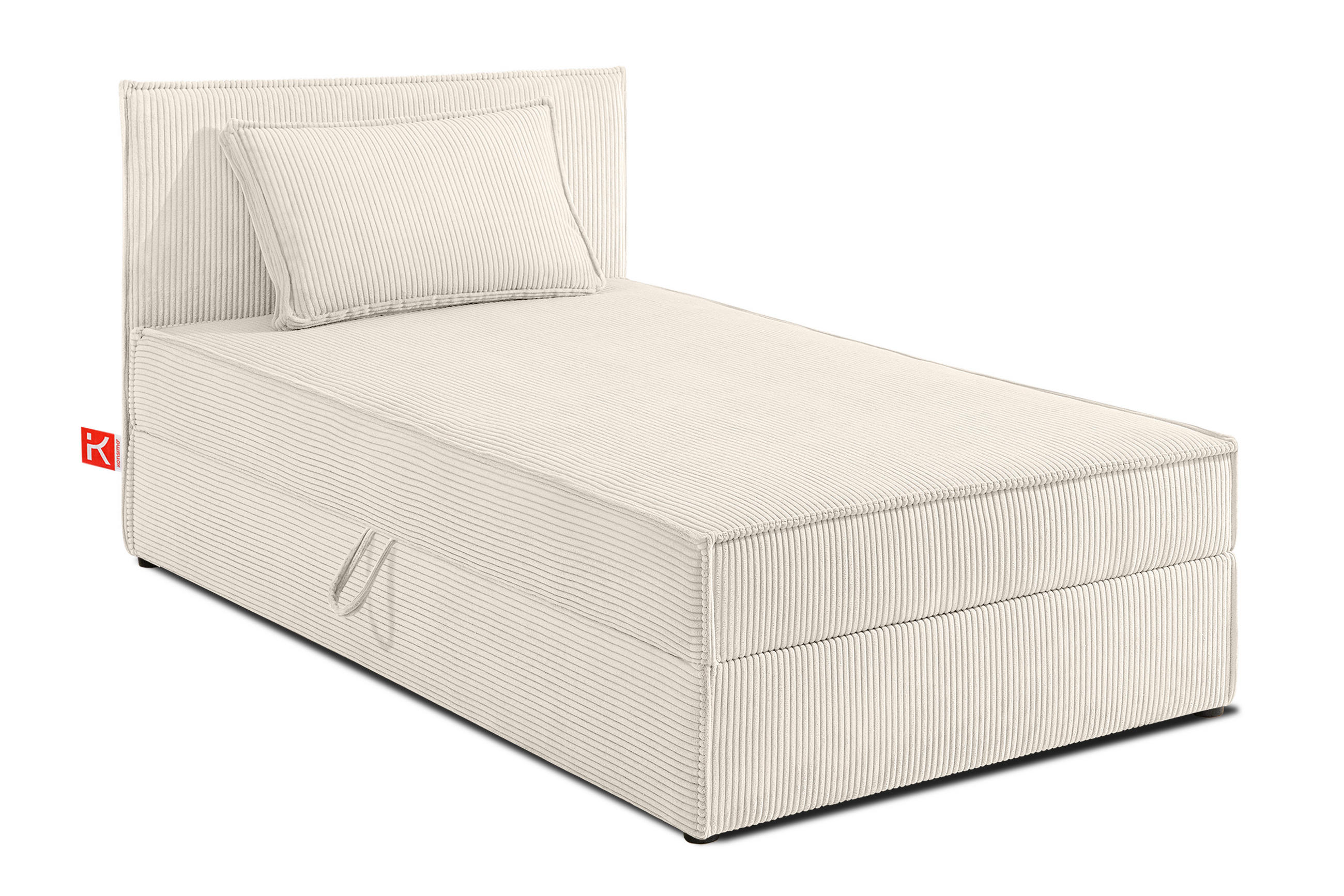 BOXSPRINGBETT ROTI Einzelbett, ecrufarben - Ecru/Schwarz, Holz/Holzwerkstoff (90/200cm) - KONSIMO®