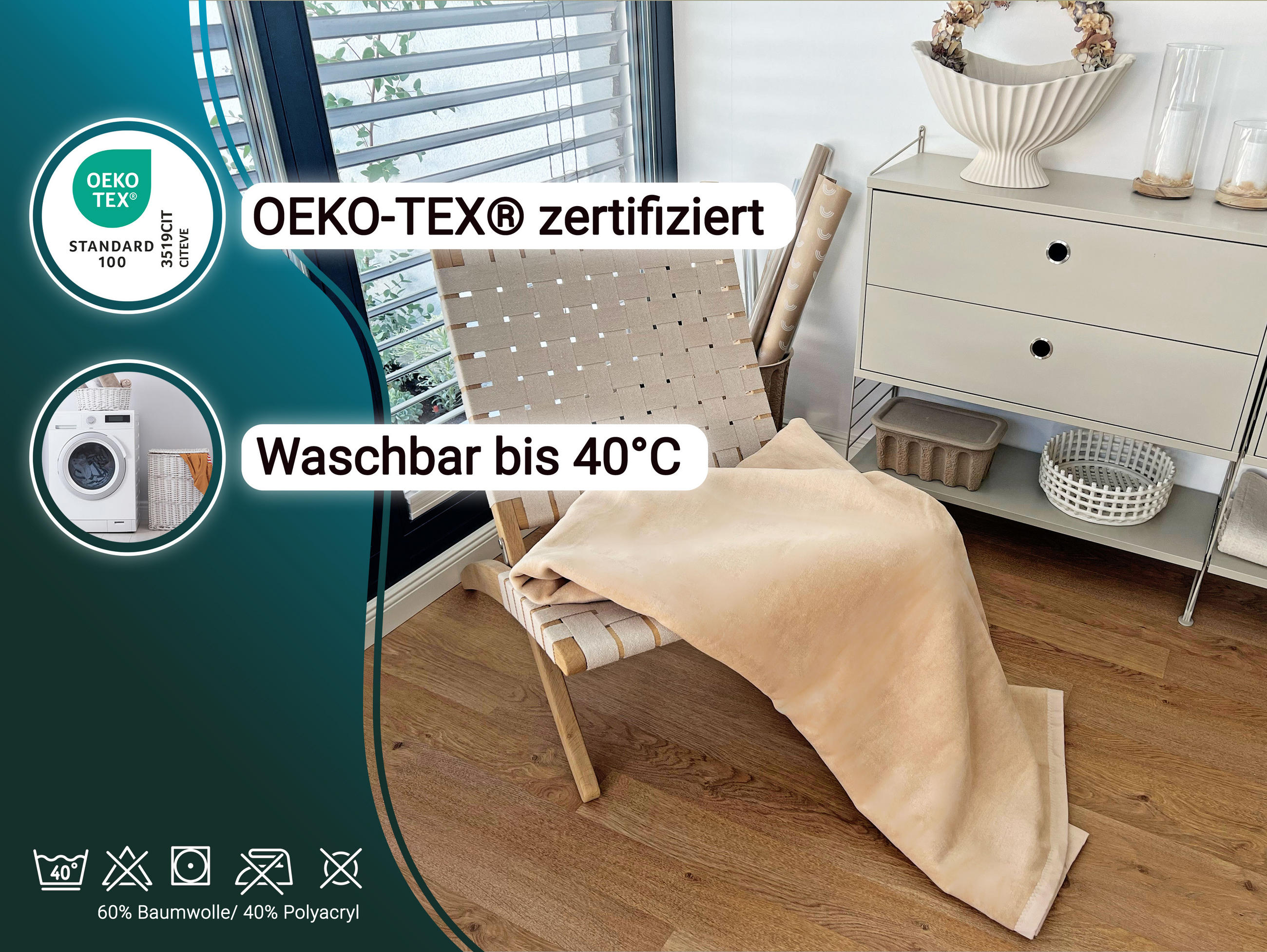 KUSCHELDECKE, 220x240 cm, 60% Baumwolle, 40% Polyacryl, Braun - Beige, Naturmaterialien (220/240cm) - Zollner