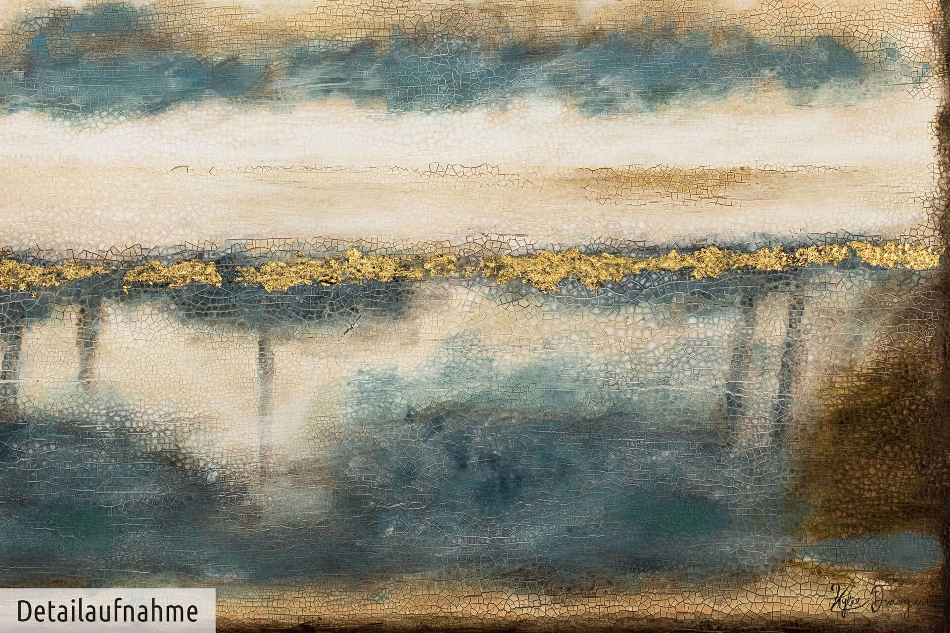 ACRYLBILD HANDGEMALT 120/80 cm - Blau/Beige, Holz/Textil (1.4/80cm) - KUNSTLOFT