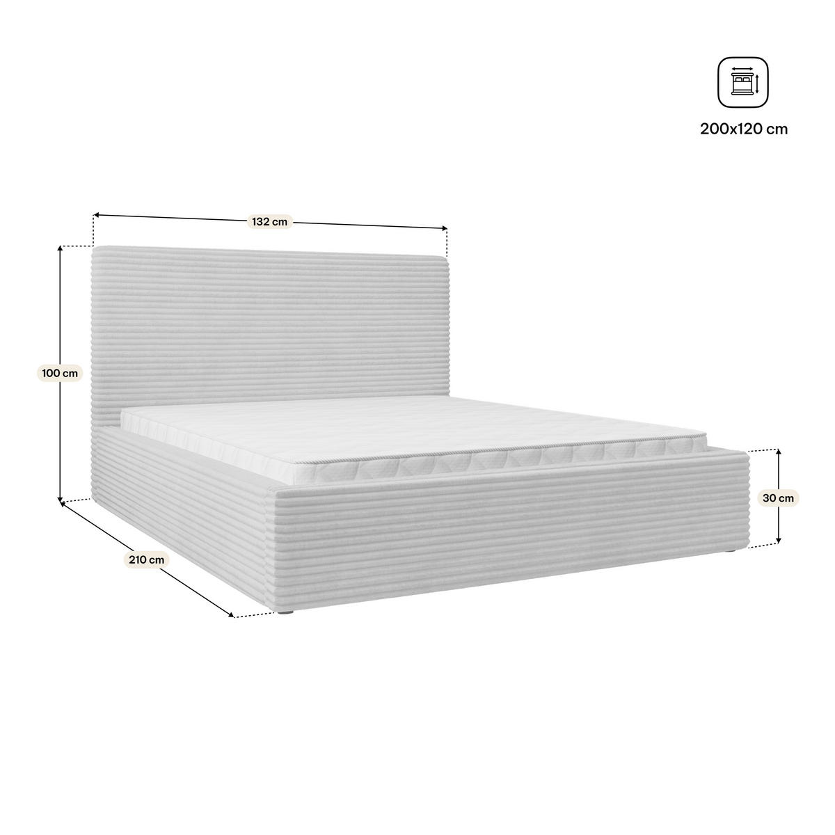 POLSTERBETT MIRETTI 120x200 cm mit Bettkästen - Braun - Braun, Holz/Textil - MASSENO