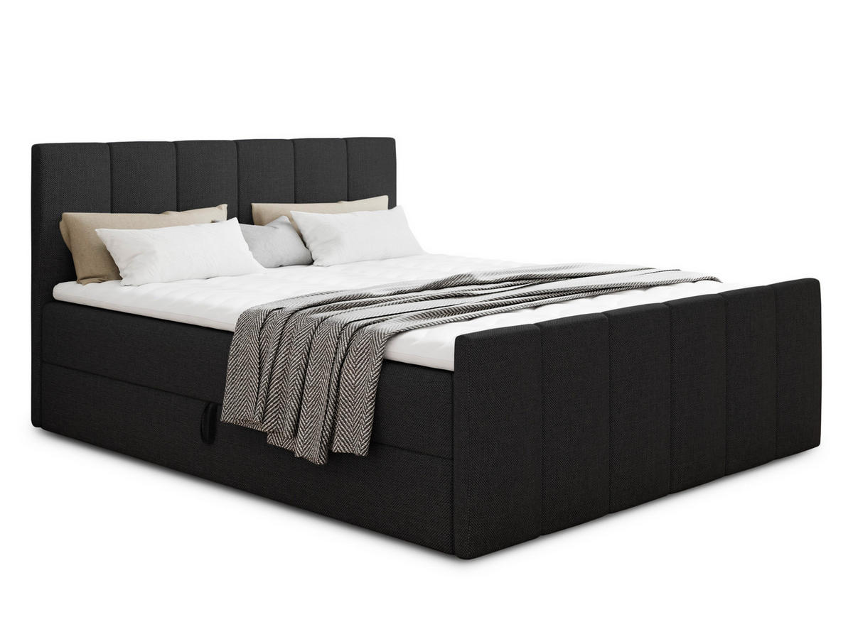 BOXBETT Star Lux - 140x200 - schwarz (Inari 100, Webstoff) - Schwarz, Holz/Holzwerkstoff (140/200cm) - Sofnet