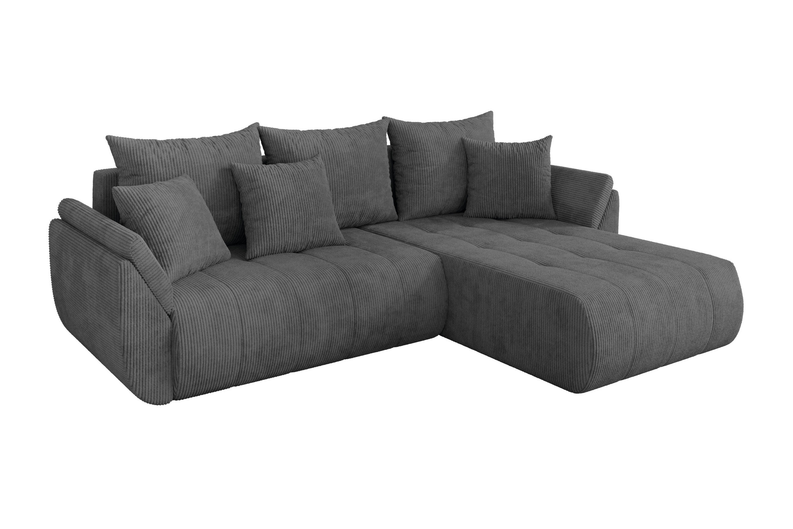 ROHOVÁ SEDAČKA s funkcí spaní, otoman vpravo TOKO-L 277x194x86 tmavě šedá manšestr - černá/tmavě šedá, kompozitní dřevo/textil (277/194cm) - ALTDECOR
