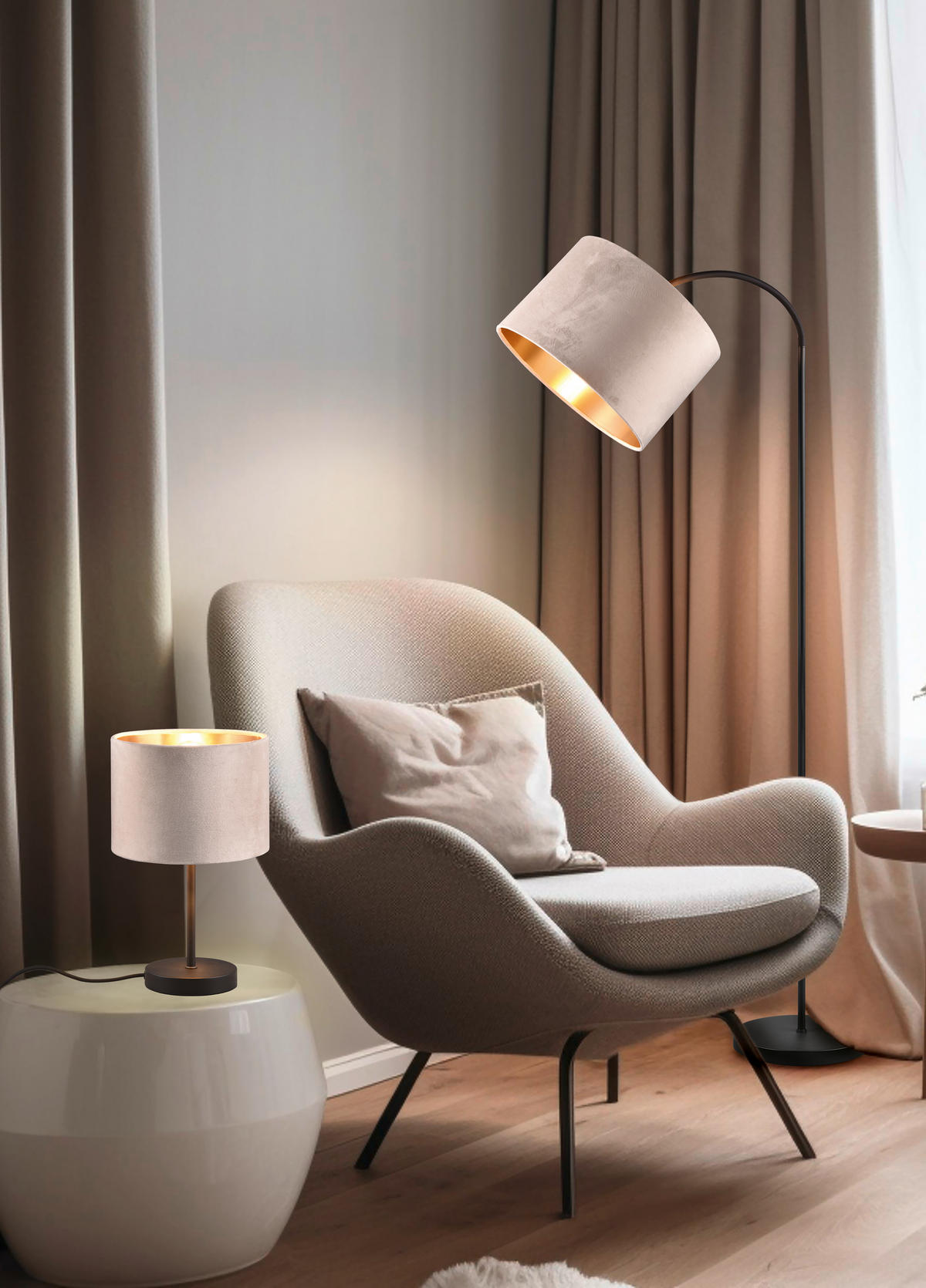 STEHLAMPE JULIETA - Beige - 35/35/156 cm - Beige, Textil (63/63/156cm) - Trio Leuchten