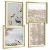 BILDER SET 4er Set - 50x50 cm & 40x60 cm Goldrahmen - Boho-Naturtexturen - Goldfarben, Kunststoff (50/50cm) - TULUP