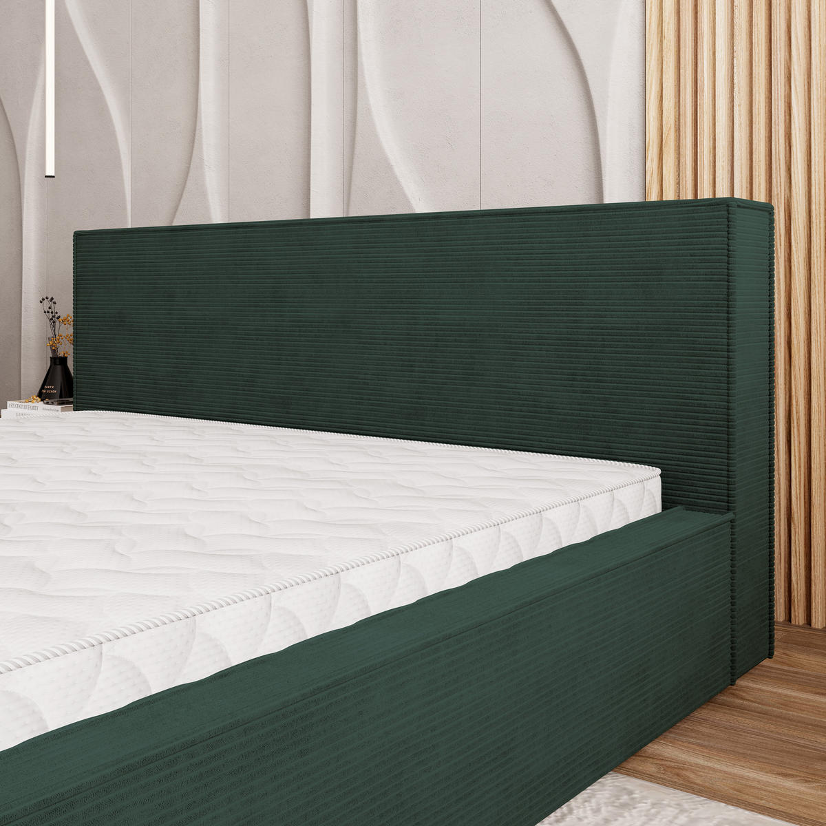 POLSTERBETT CELORA 160x200 cm mit Bettkästen - Grün - Grün, Holz (160/200cm) - MASSENO