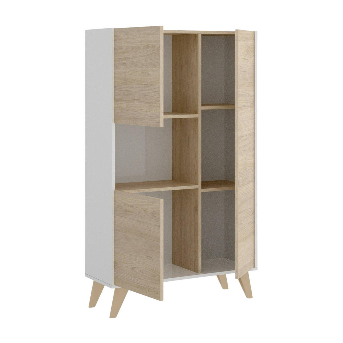 HIGHBOARD Holz-Effekt Eiche, Weiß 43x81h135 - Honigeiche/Weiß, Holzwerkstoff (81/135/43cm) - DMORA