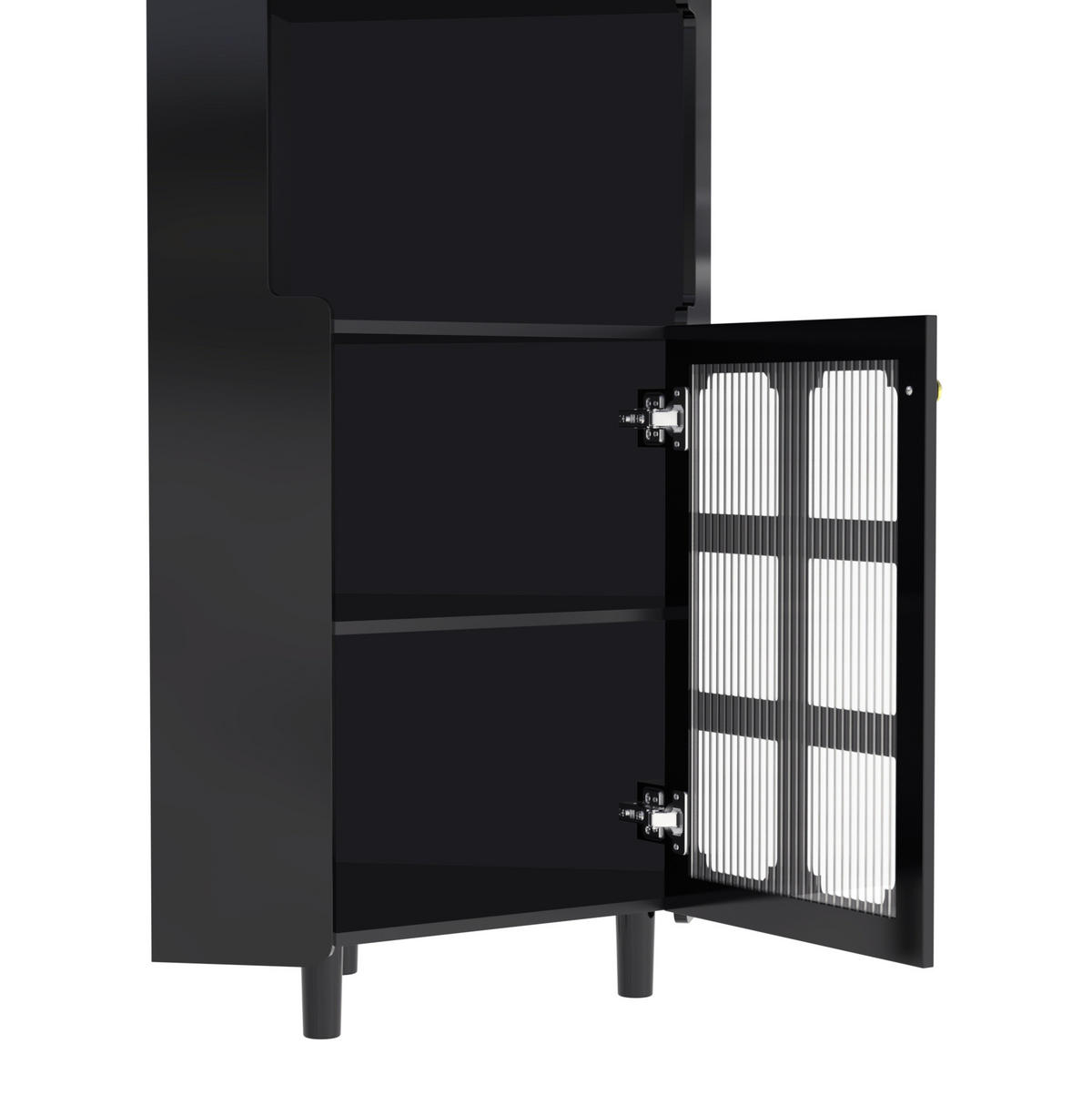 LED-ECKSPEICHERSCHRANK 63.5x17x157.5 cm Schwarz aus Spanplatte mit App-LED & 3-Zonen-Storage - Schwarz, Holzwerkstoff (63.5/157.5/17cm) - Modfu