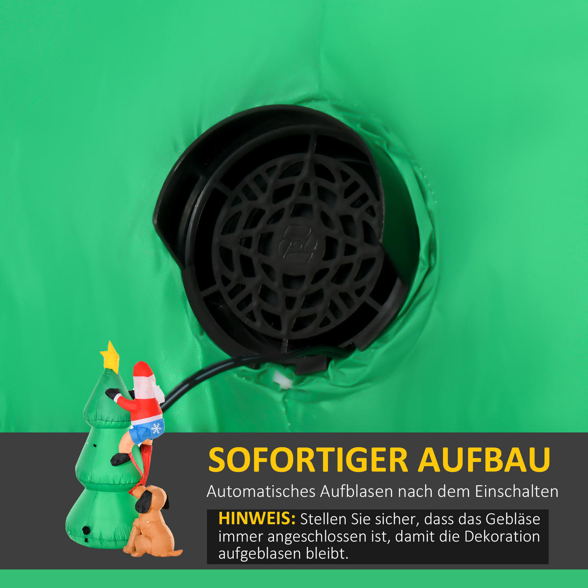 AUFBLASBARER Weihnachtsbaum, Polyester, Grün - Grün, Kunststoff (85/180/123cm) - HOMCOM