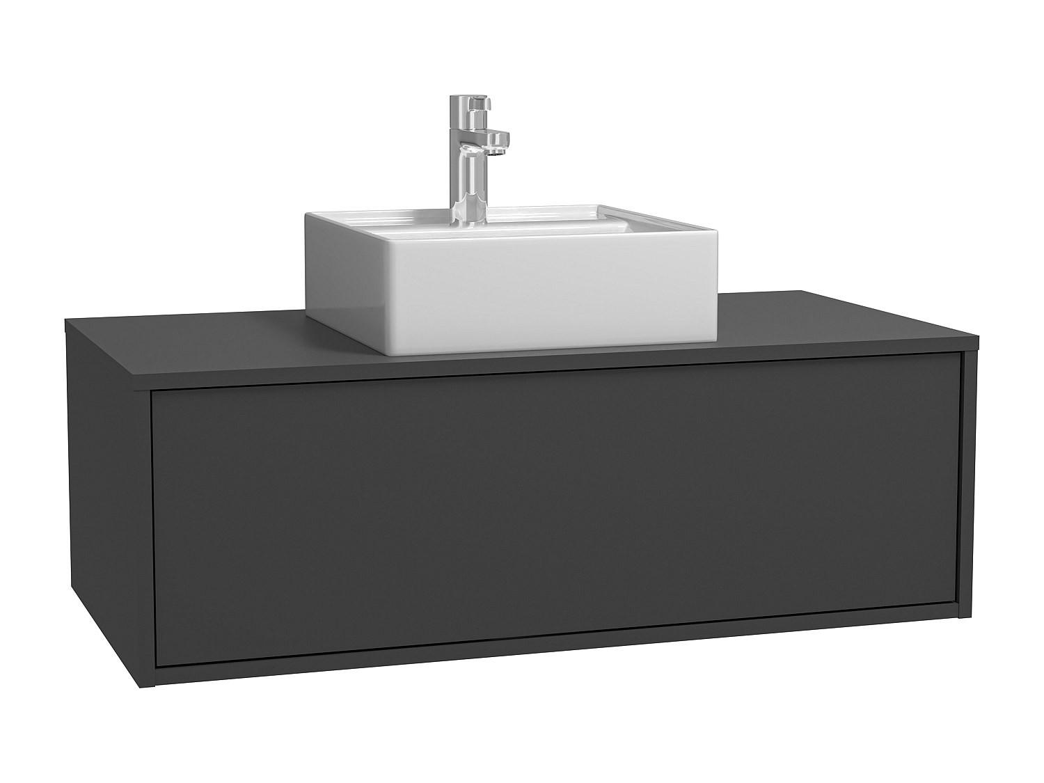 EINZELWASCHTISCH - 94 cm x 47 cm - Holz, Platte, Keramik - Anthrazitgrau - TEANA - Anthrazit, Keramik/Holz (94/32/47cm) - Vente-Unique