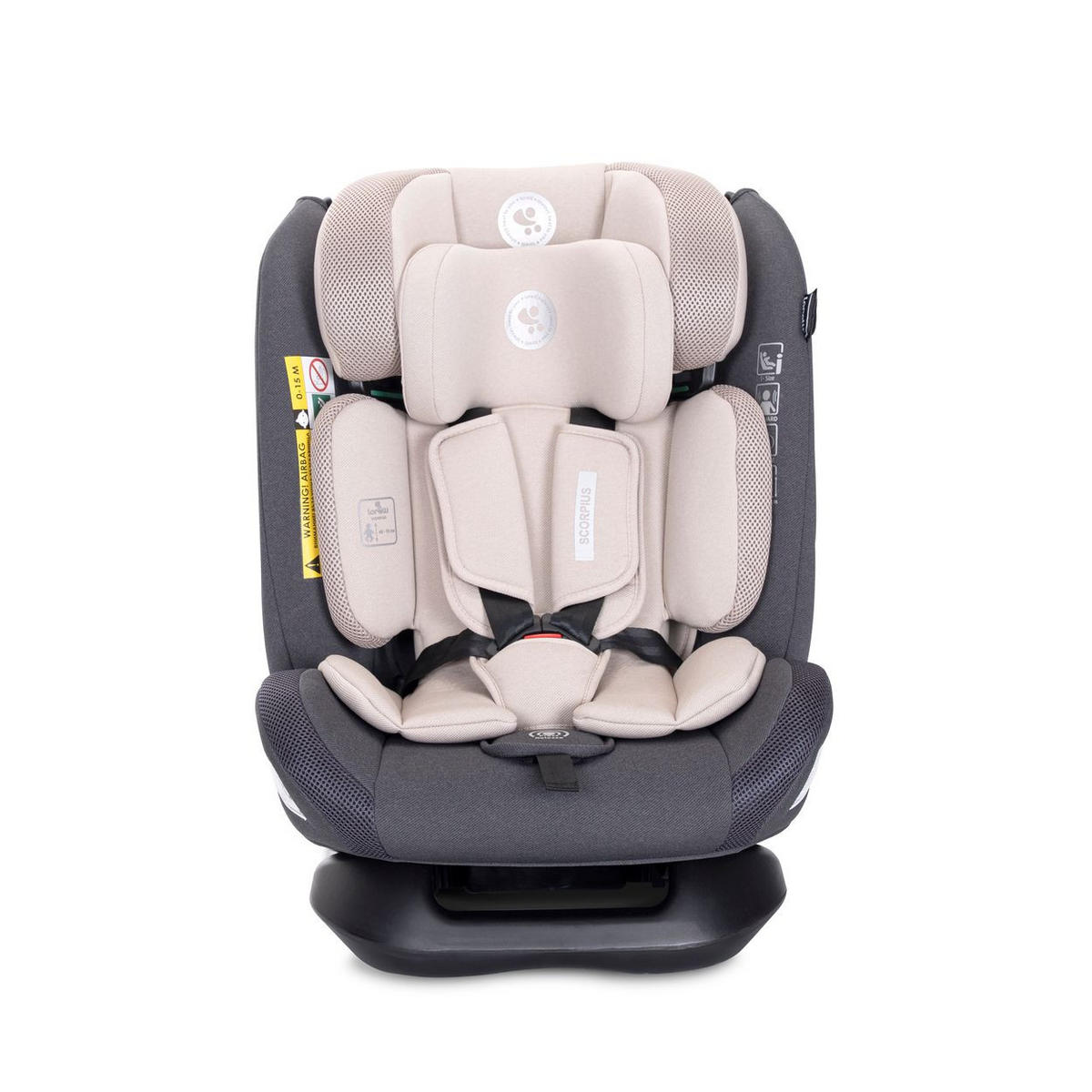 KINDERSITZ Scorpius i-Size beige grau (40-150cm) verstellbar 5-Punkt-Gurt bis 36 kg - Beige, Kunststoff (45/52/50cm) - Lorelli