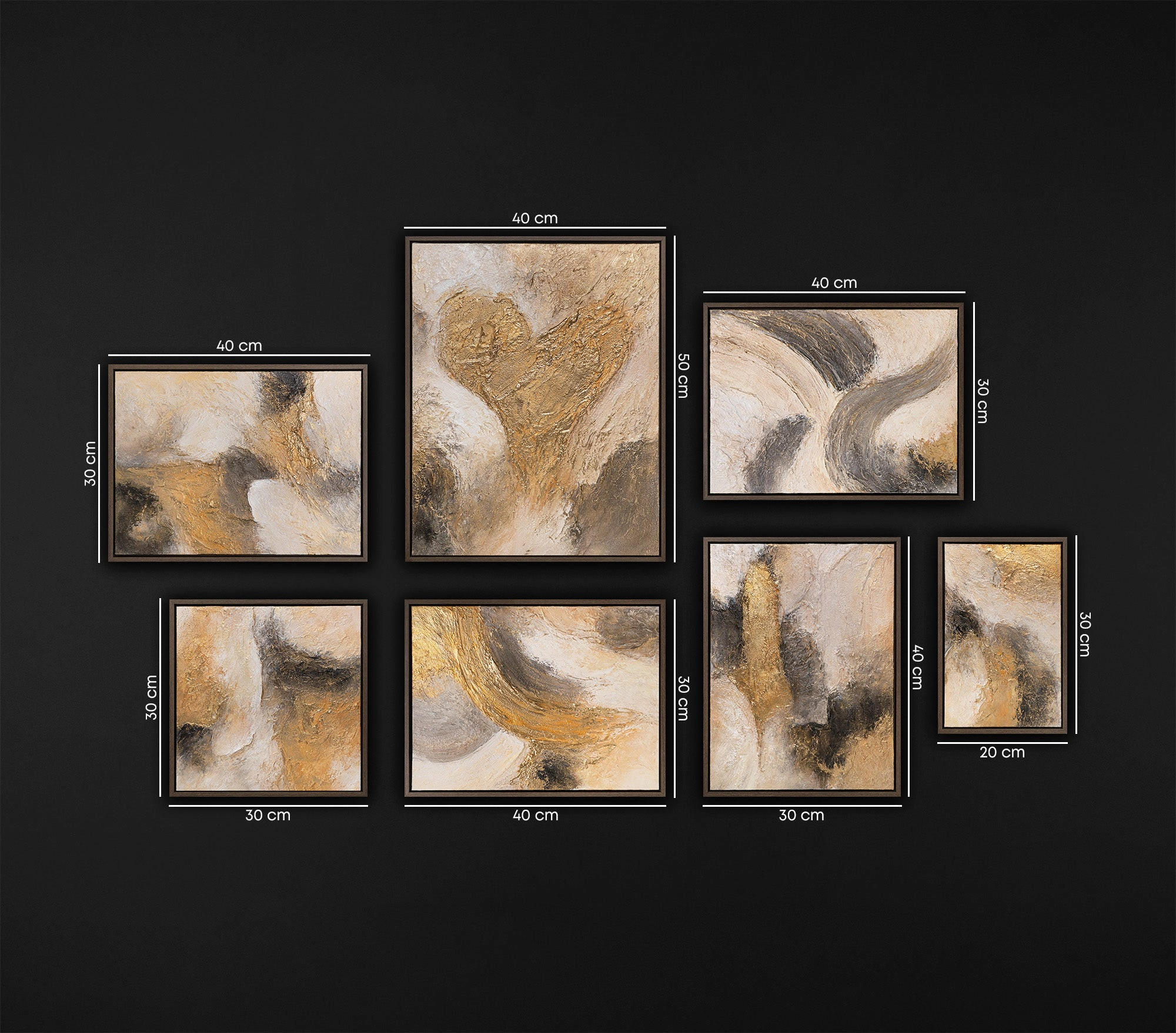 GEMÄLDE Blitz der Inspiration Schattenfugenrahmen Grau 7-teilig - Grau, Holz (130/80cm) - YS-art gallery
