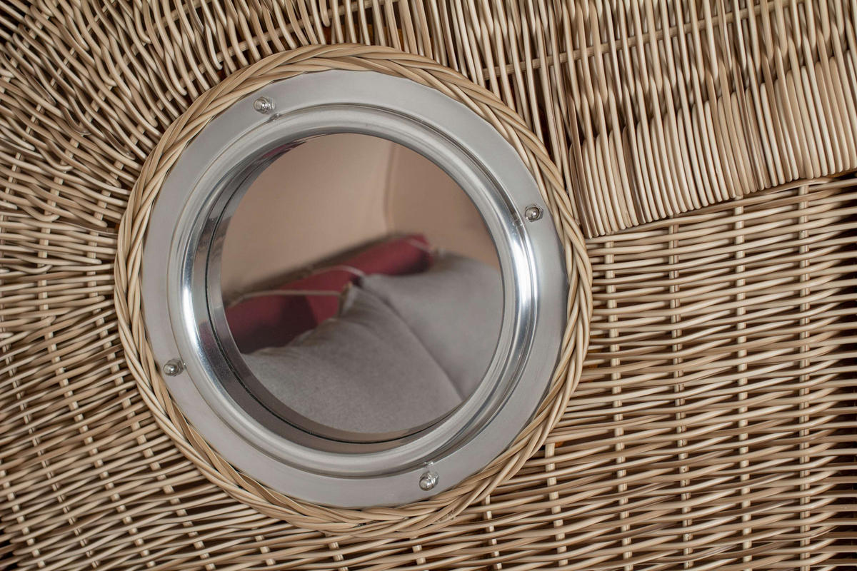 STRANDKORB XXL Düne Grande Teak PE Shell - Rot/Braun, Metall (142/170/95cm) - Mr. Deko