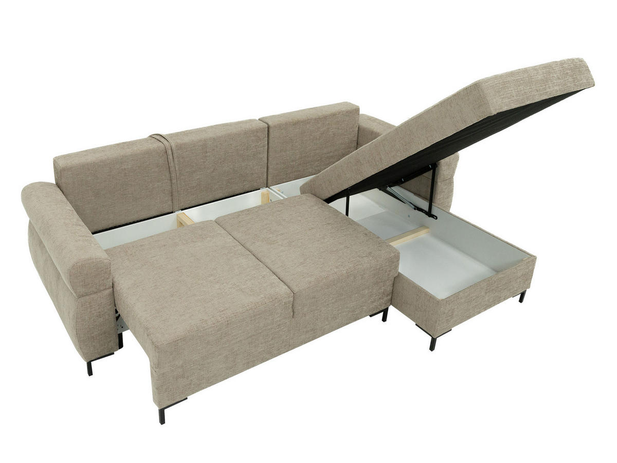 ECKSOFA Berne - Creme/Schwarz, Holz/Kunststoff (258/170cm) - MIRJAN24