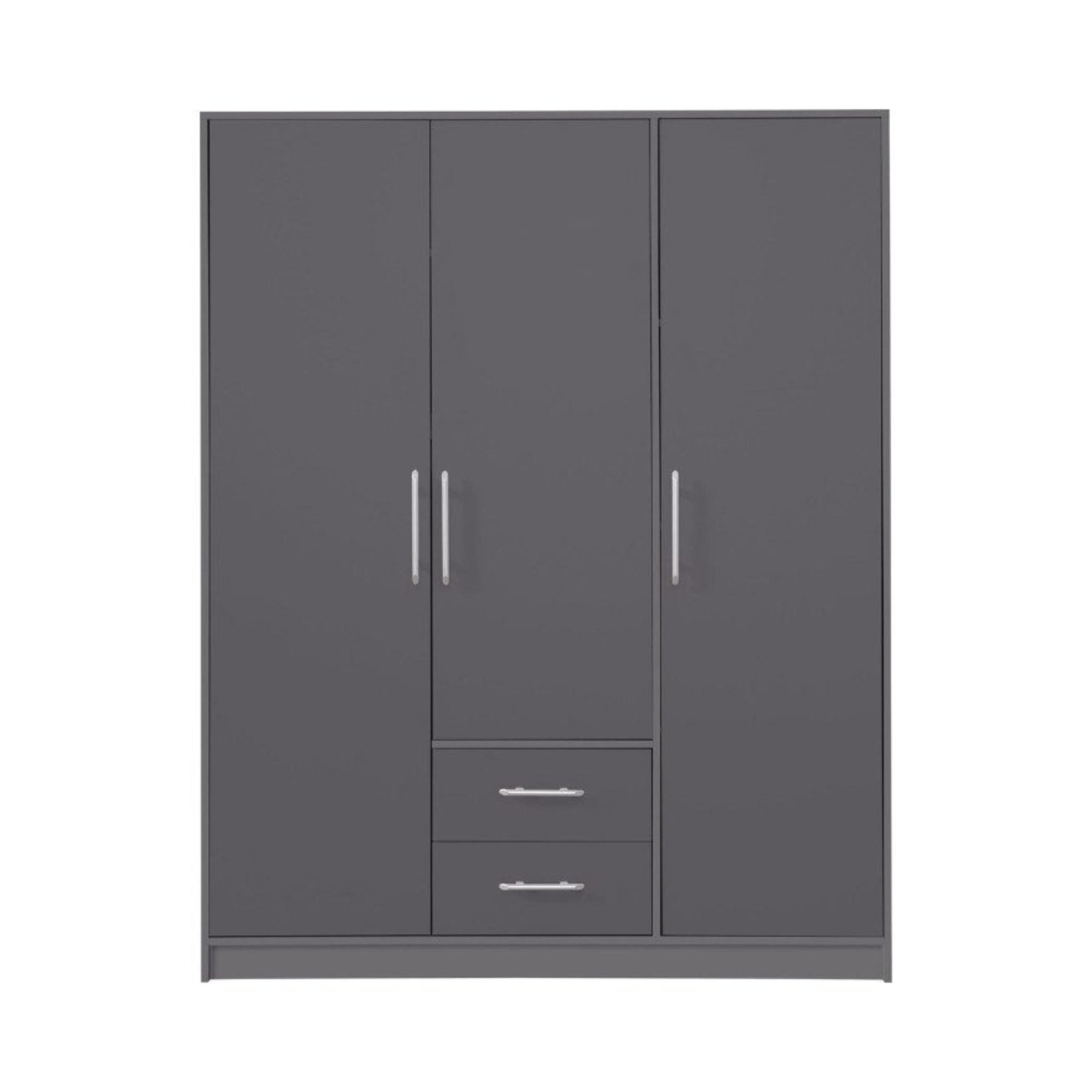 KLEIDERSCHRANK SAM SR2 3-türig 150 / 190 / 56 cm Anthrazit - Anthrazit, Holzwerkstoff (150/190/56cm) - Deine Möbel 24