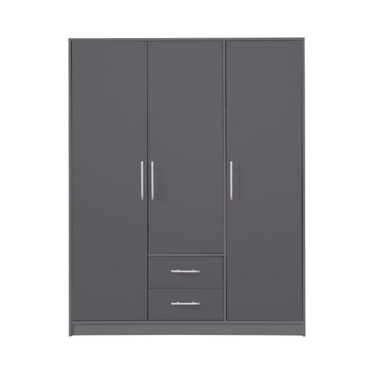 KLEIDERSCHRANK SAM SR2 3-türig 150 / 190 / 56 cm Anthrazit - Anthrazit, Holzwerkstoff (150/190/56cm) - Deine Möbel 24