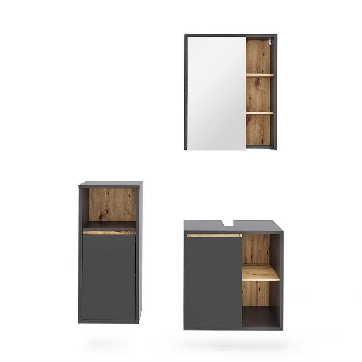 KOUPELNOVÁ SESTAVA NÁBYTKU Viola Grey/Artisan - šedá/dub artisan, kompozitní dřevo (60/60/45.5cm) - Vicco