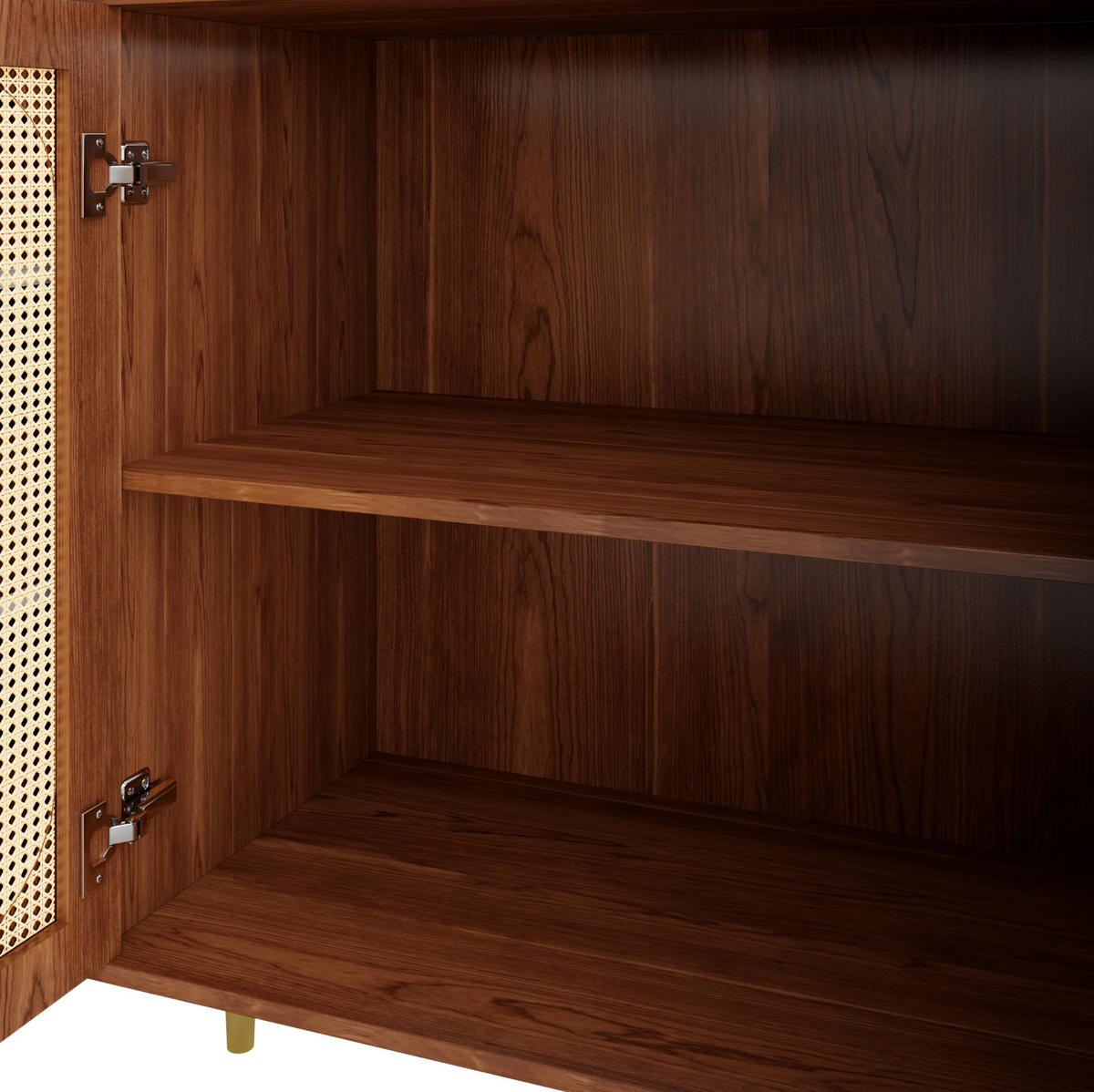 SIDEBOARD 160/40/90 cm, 6 Schubladen und Rattantüren, MDF in Wood-Optik, Naturfarben - Naturfarben, Holzwerkstoff (160/90/40cm) - Redom