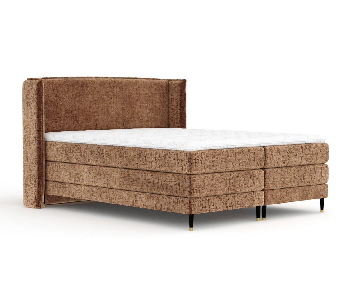 BOXSPRINGBETT Carizzo Kupfer 160/200 cm mit Matratze und Topper - Schwarz/Kupferfarben, Holz/Holzwerkstoff (160/200cm) - Maison de Reve