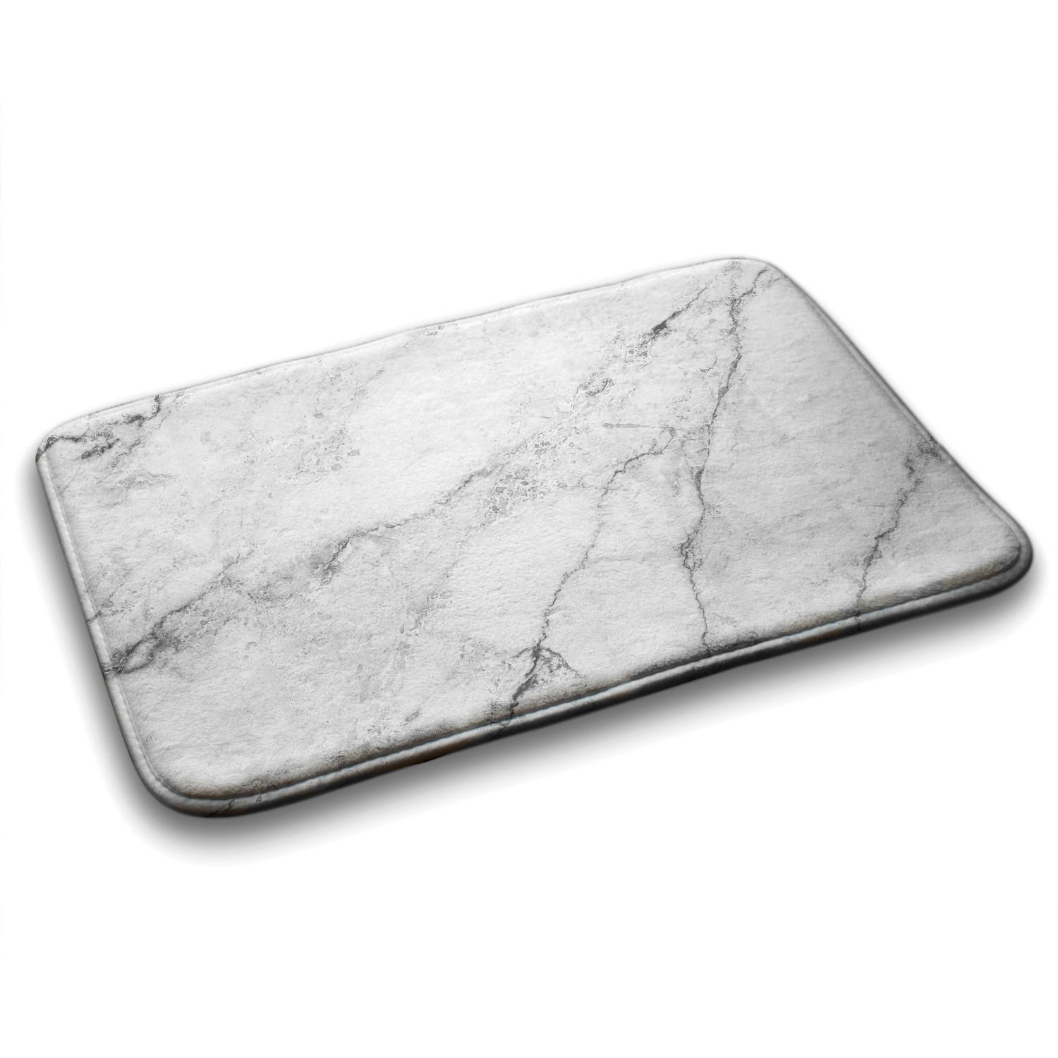 BADTEPPICH 90x60 cm Weißer Marmor - Grau, Textil (90/60cm) - TULUP