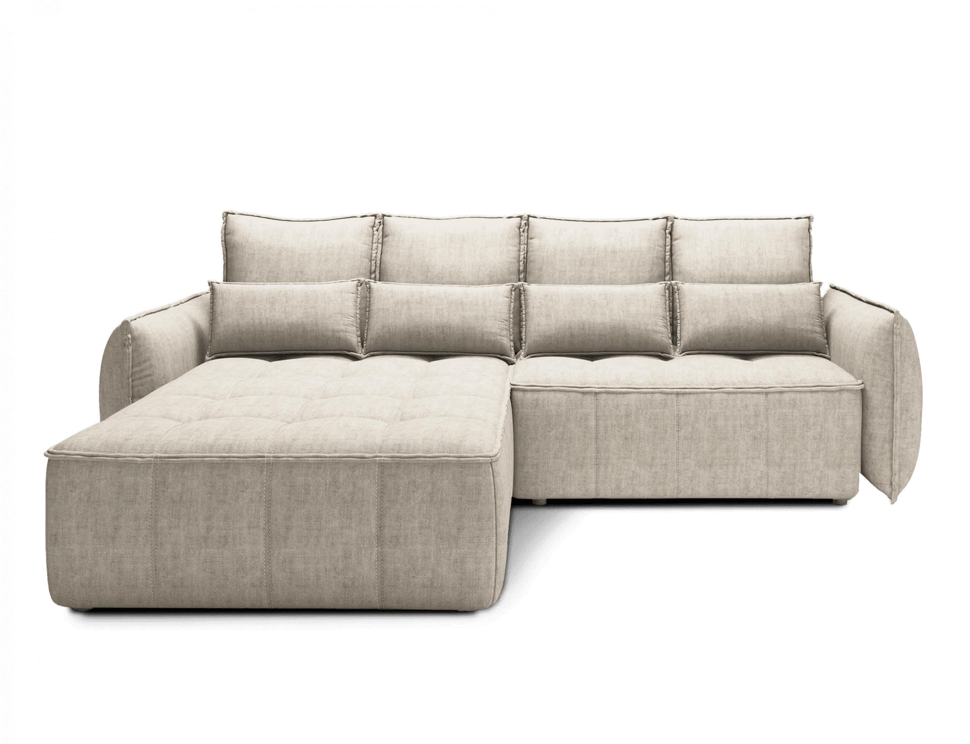 ECKSOFA mit Schlaffunktion und Bettkasten - Beige, Textil (265/196cm) - Eltap