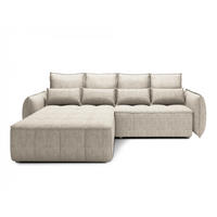 ECKSOFA mit Schlaffunktion und Bettkasten - Beige, Textil (265/196cm) - Eltap