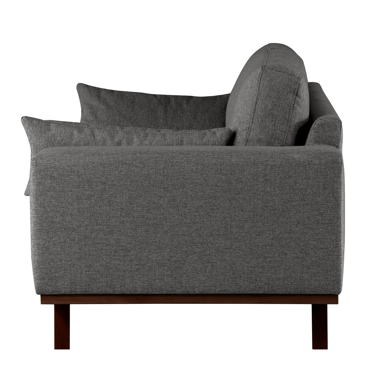 2-SITZER SOFA - Dunkelgrau/Buchefarben, Buchenholz/Textil (197/81/88cm) - home24