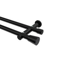 GARDINENSTANGEN-SET Platon Sitra 320 cm (geteilt in 2 x 160 cm), 2-läufig (ohne Ringe), 20 mm Ø Schwarz - Schwarz, Metall (320cm) - INTERDECO