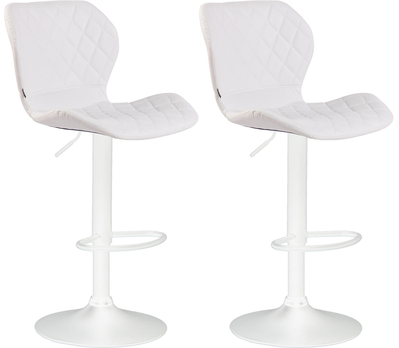 BARHOCKER 2er Set Lederlook weiß - Weiß, Textil/Metall (47/88/51cm) - CLP