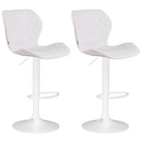 BARHOCKER 2er Set Lederlook weiß - Weiß, Textil/Metall (47/88/51cm) - CLP