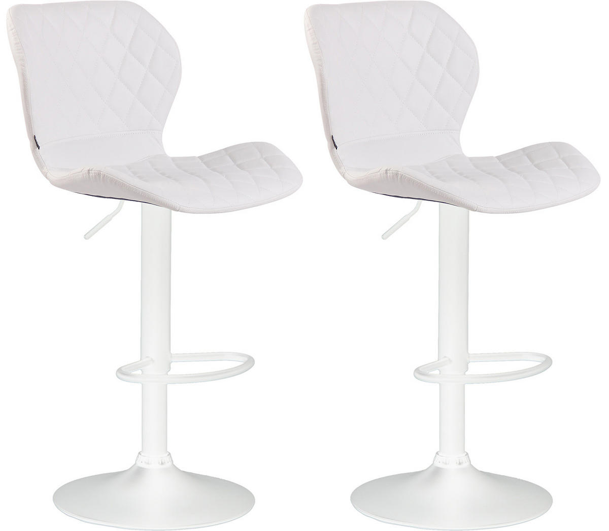 BARHOCKER 2er Set Lederlook weiß - Weiß, Textil/Metall (47/88/51cm) - CLP