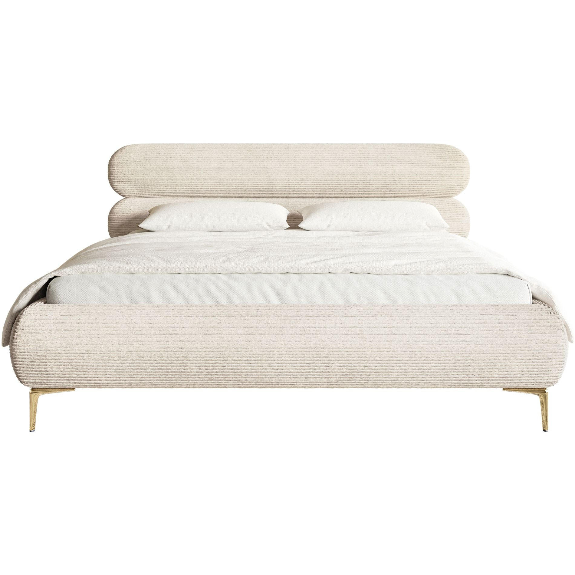 POLSTERBETT Roule Cord Hellbeige 140x200 cm - Ecru/Goldfarben, Textil/Metall (140/200cm) - Selsey