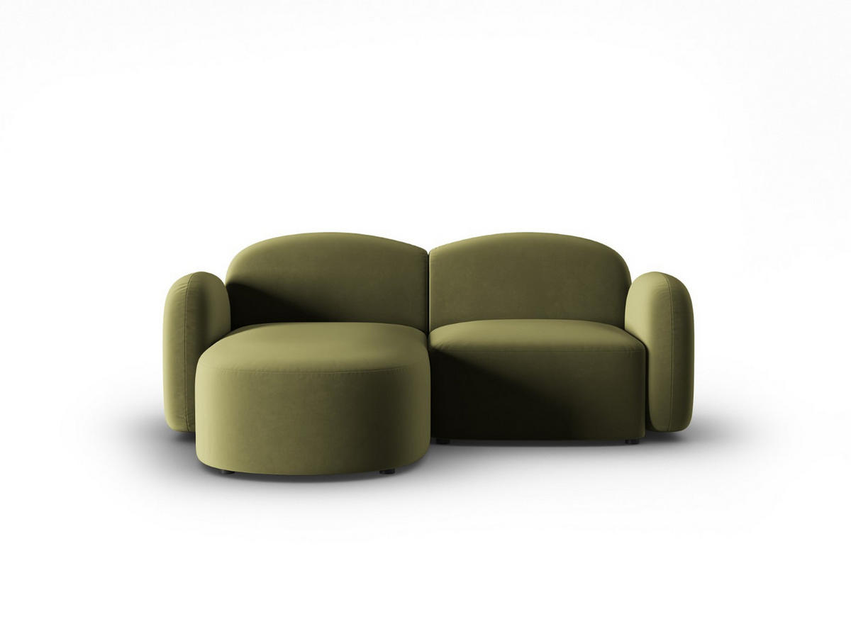 ECKSOFA links Blair aus Samt hellgrün 3 Sitzplätze - Hellgrün, Textil (155/194cm) - Micadoni