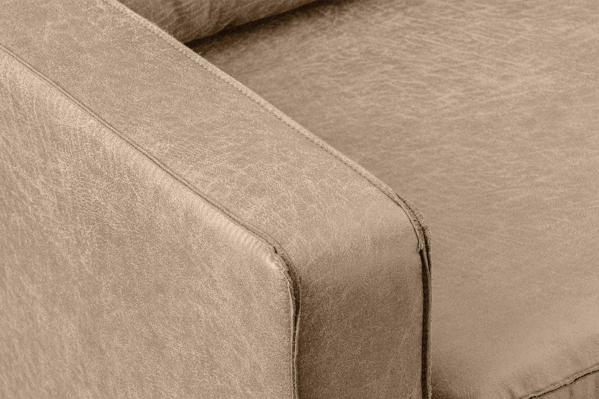 2-SITZER-SOFA INVIA Klassische-Stil mit Armlehnen, Lederoptik-Stoff, beige - Beige/Schwarz, Textil (164/87/98cm) - KONSIMO®